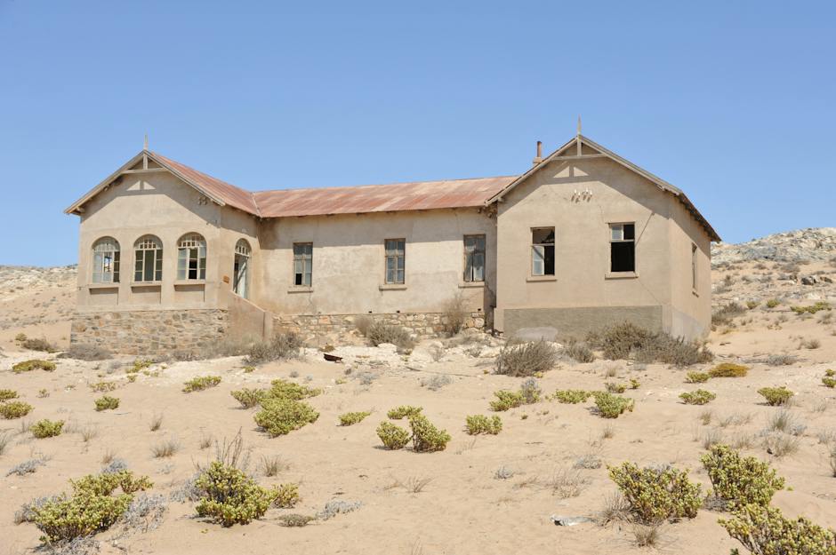 Image of eerie abandoned buildings in a ghost town