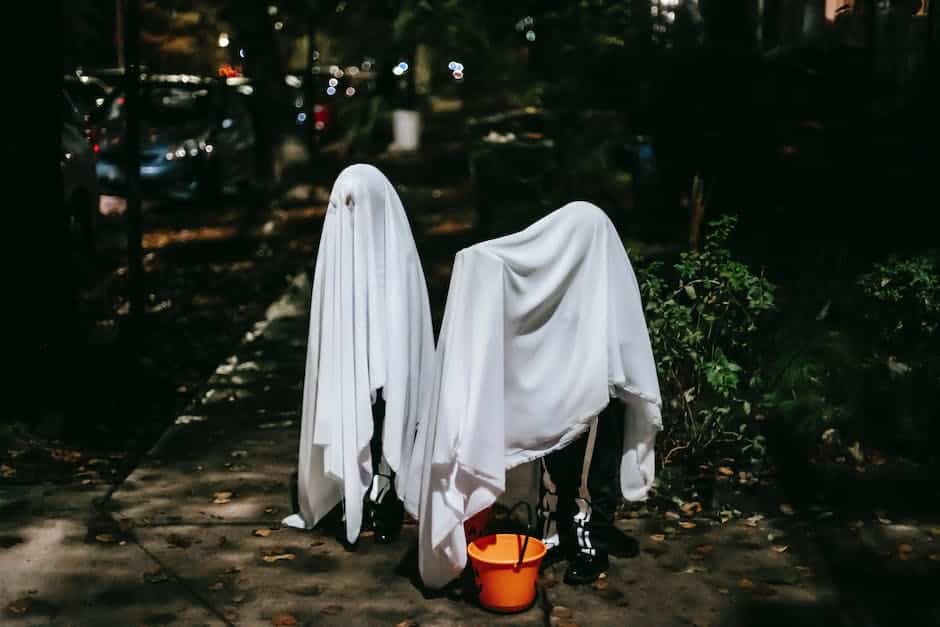 An image depicting ghostly narratives. A shadowy figure stands in a haunted house, surrounded by ethereal apparitions.